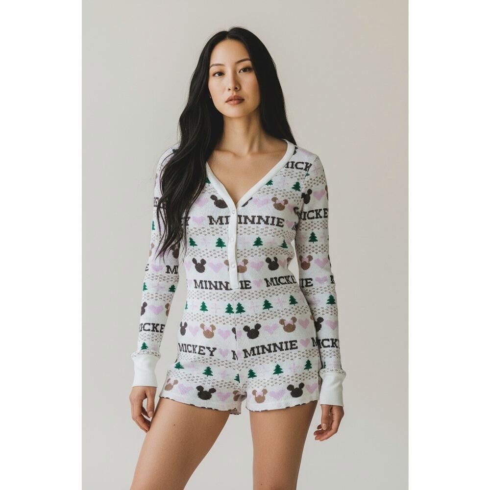 Disney Thermal Henly Romper | Mickey & Minnie Winter PJ Bodysuit